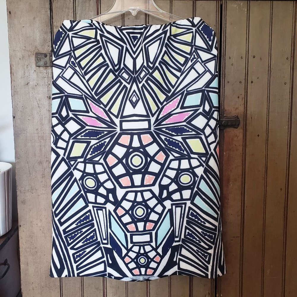 EUC, Eloquii Neoprene Pencil Skirt with Neon Geo Print, Sz 18